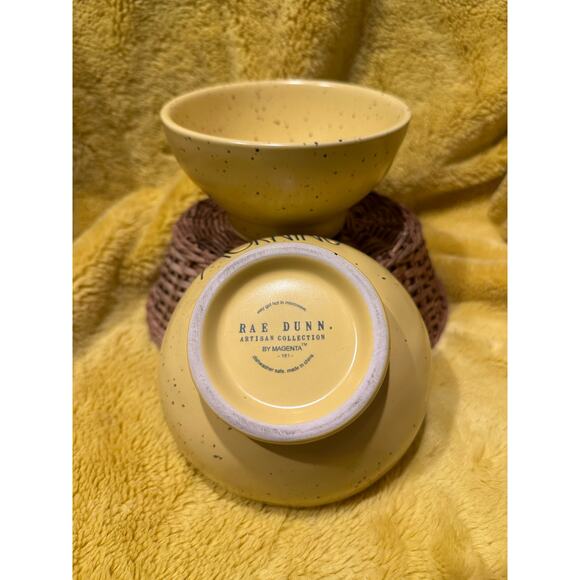 Rae Dunn Black Speckled Design Cereal Bowls Color Yellow set of 2 By Magenta - Picture 4 of 5